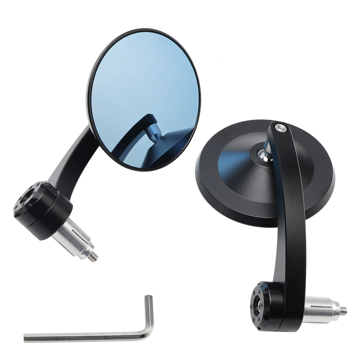 CNC ALU 7/8" Handle Bar End Rearview Mirrors Motorcycle Scooter Blue Mirror