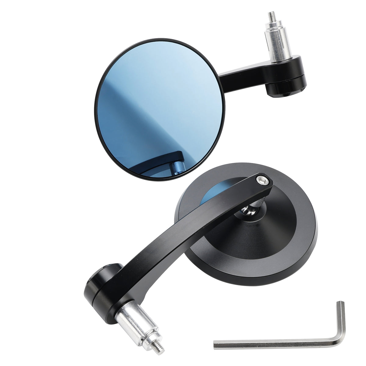 CNC ALU 7/8" Handle Bar End Rearview Mirrors Motorcycle Scooter Blue Mirror