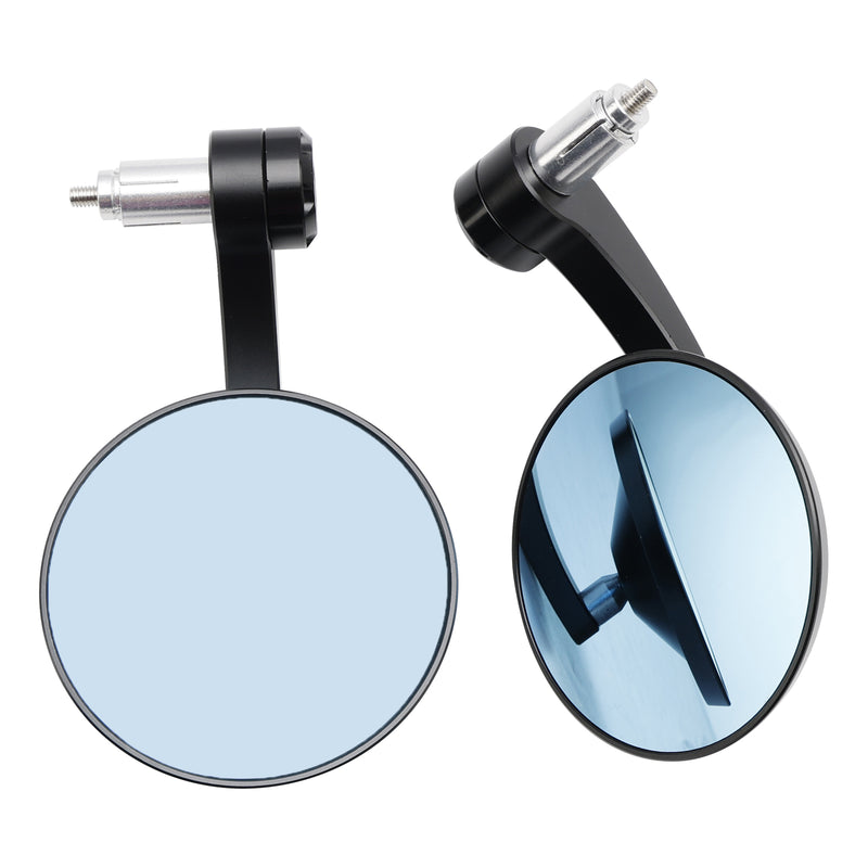 CNC ALU 7/8" Handle Bar End Rearview Mirrors Motorcycle Scooter Blue Mirror