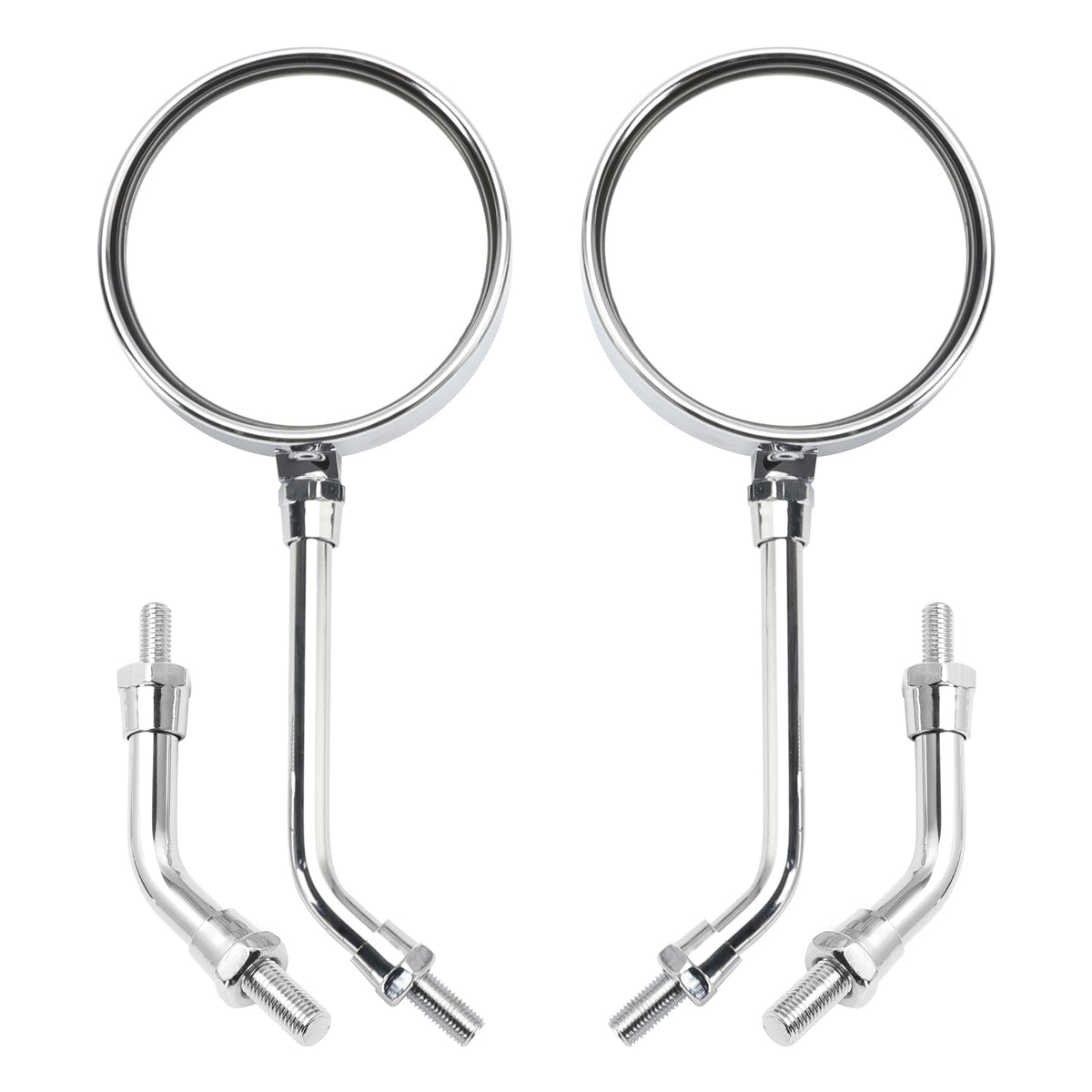 Kawasaki Z1 Z2 Style Pair Chrome Motorcycle Mirrors-Long & Short Stem 10mm