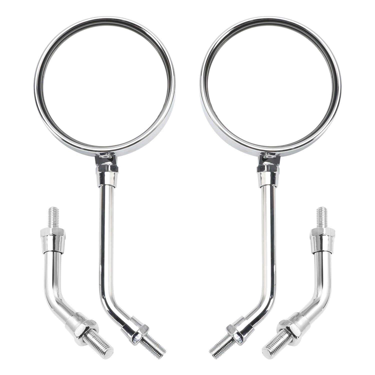 Kawasaki Z1 Z2 Style Pair Chrome Motorcycle Mirrors-Long & Short Stem 10mm