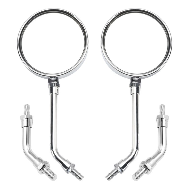 Kawasaki Z1 Z2 Style Pair Chrome Motorcycle Mirrors-Long & Short Stem 10mm