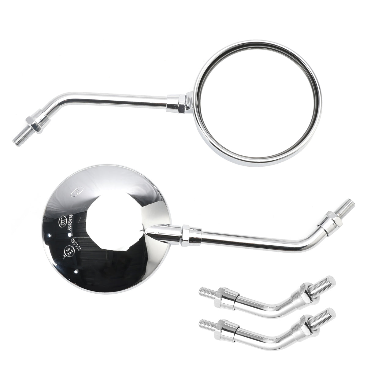 Kawasaki Z1 Z2 Style Pair Chrome Motorcycle Mirrors-Long & Short Stem 10mm