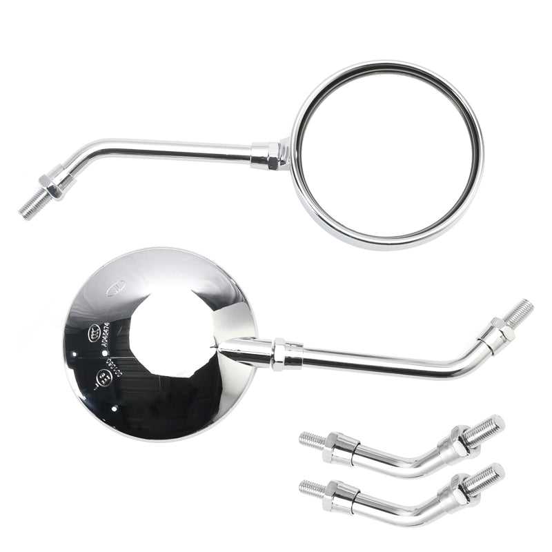 Kawasaki Z1 Z2 Style Pair Chrome Motorcycle Mirrors-Long & Short Stem 10mm