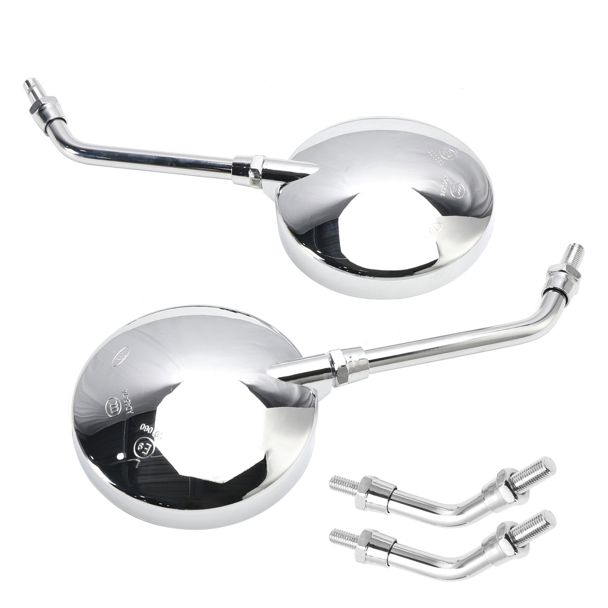 Kawasaki Z1 Z2 Style Pair Chrome Motorcycle Mirrors-Long & Short Stem 10mm