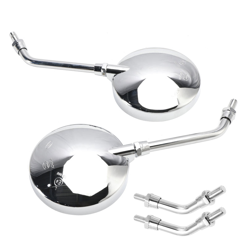 Kawasaki Z1 Z2 Style Pair Chrome Motorcycle Mirrors-Long & Short Stem 10mm