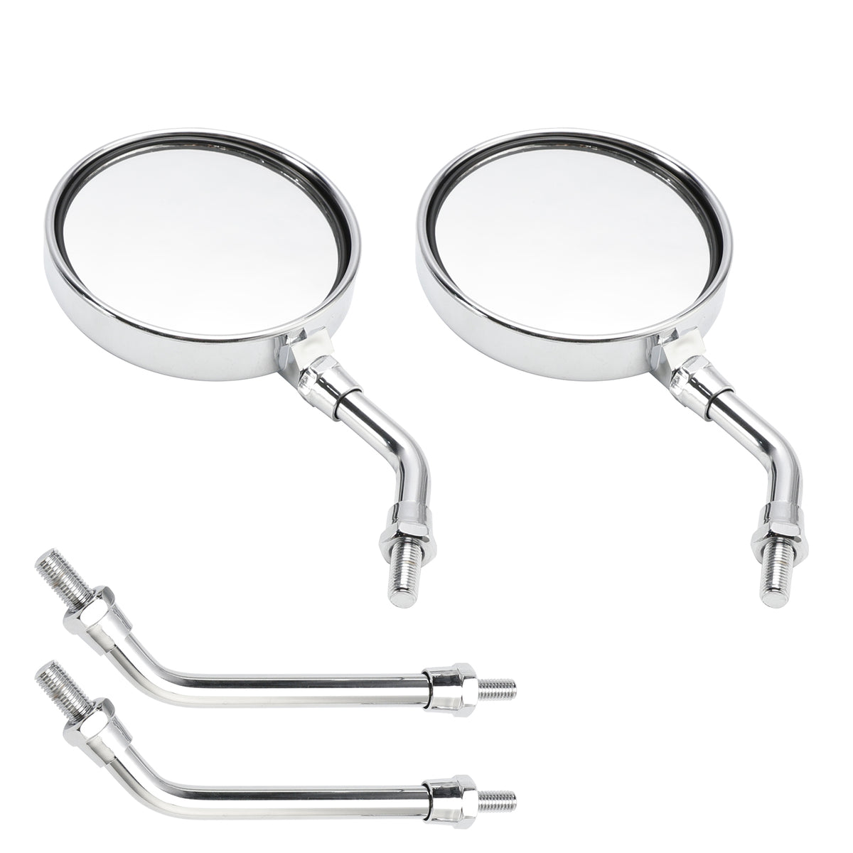 Kawasaki Z1 Z2 Style Pair Chrome Motorcycle Mirrors-Long & Short Stem 10mm