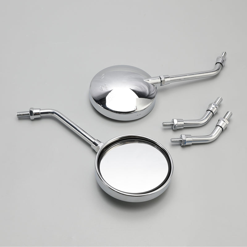 Kawasaki Z1 Z2 Style Pair Chrome Motorcycle Mirrors-Long & Short Stem 10mm