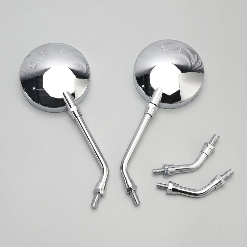 Kawasaki Z1 Z2 Style Pair Chrome Motorcycle Mirrors-Long & Short Stem 10mm