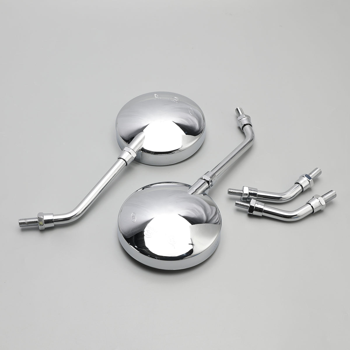 Kawasaki Z1 Z2 Style Pair Chrome Motorcycle Mirrors-Long & Short Stem 10mm