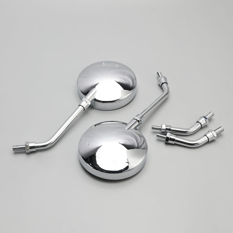 Kawasaki Z1 Z2 Style Pair Chrome Motorcycle Mirrors-Long & Short Stem 10mm