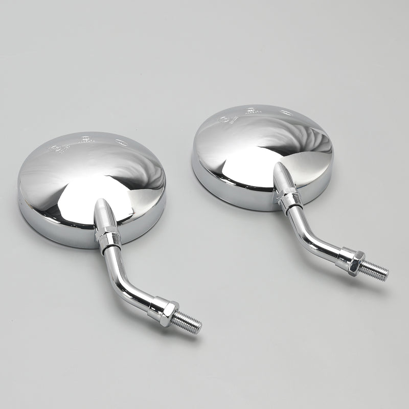 Kawasaki Z1 Z2 Style Pair Chrome Motorcycle Mirrors-Long & Short Stem 10mm