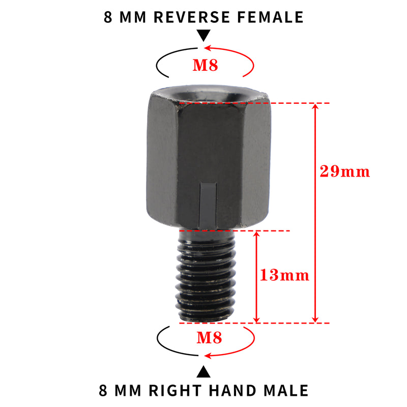 Motorcycle Mirror Adapters Adaptors Left-hand turn 8mm to 8mm Standard Thread