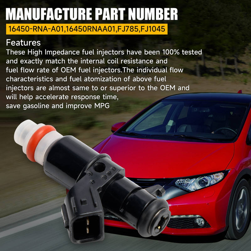 Honda Civic 2006-2011 1.8L 16450-RNA-A01 1PCS Flow Matched Fuel Injectors