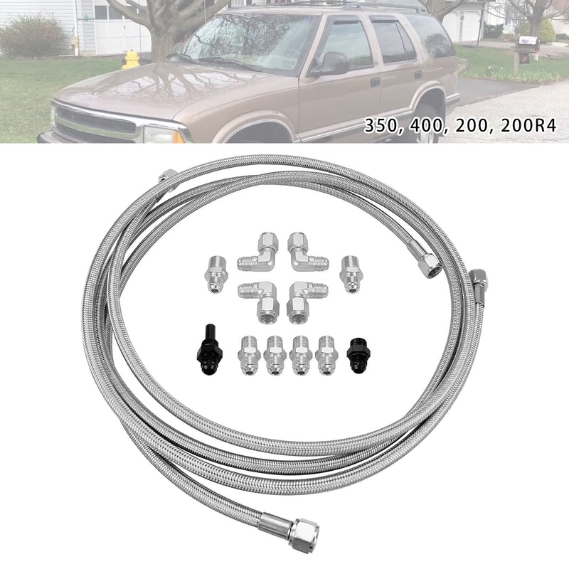 70" SS Braided Transmission Cooler Hose Line For Turbo 700R4-4L60-4L60E-4L65E