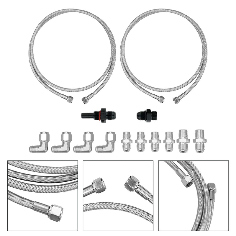70" SS Braided Transmission Cooler Hose Line For Turbo 700R4-4L60-4L60E-4L65E