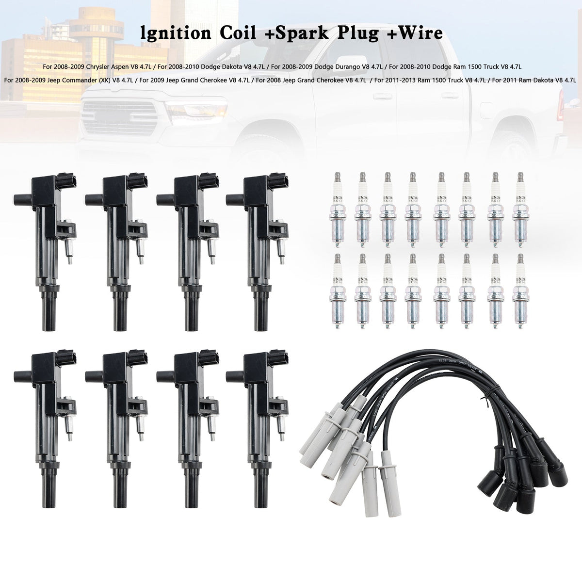 2008-2009 Chrysler Aspen Dodge Durango 8X lgnition Coil +Spark Plug +Wire UF601 C1649