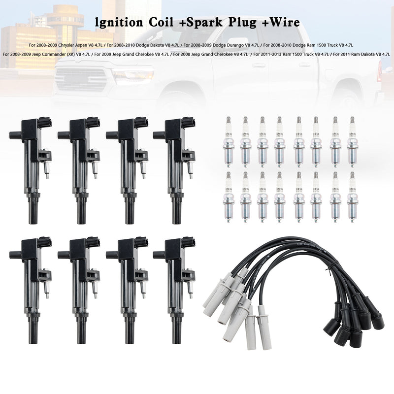 2008-2009 Chrysler Aspen Dodge Durango 8X lgnition Coil +Spark Plug +Wire UF601 C1649