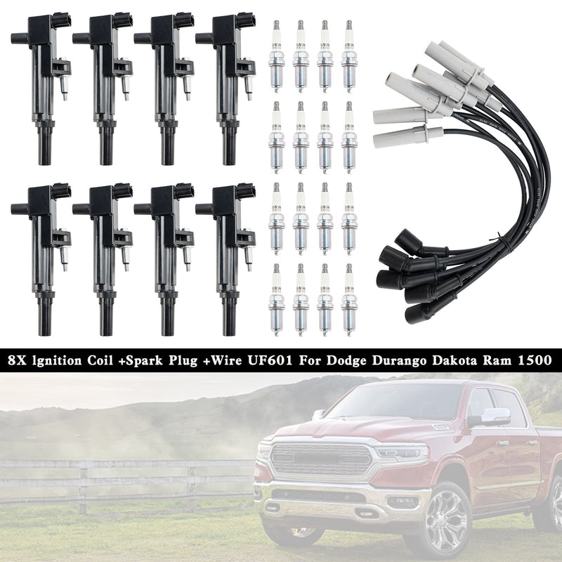 2011 Ram Dakota V8 4.7L 8X lgnition Coil +Spark Plug +Wire UF601 C1649