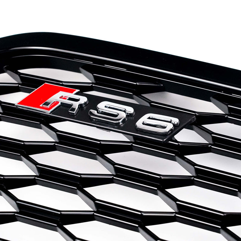 Audi 2012-2015 A6 S6 C7 Grill Replacement RS6 Style Front Mesh Honeycomb Black Grill