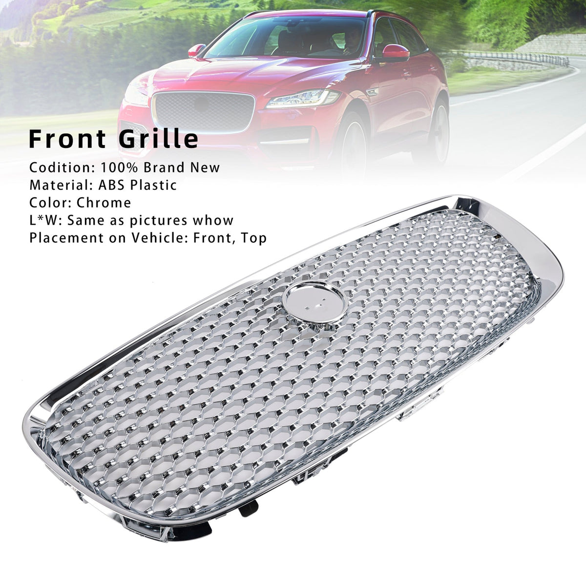 2016-2020 JAGUAR F-PACE X761 Chrome Front Bumper Grill Grille