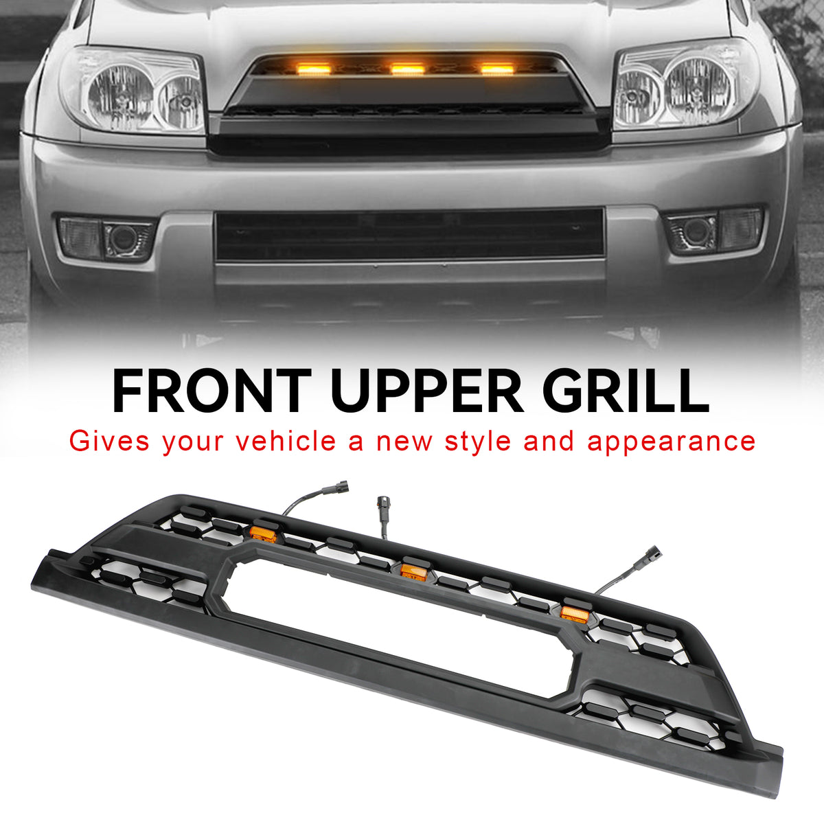 Toyota 4Runner 2002-2005 TRD PRO Style W/ LED Front Bumper Grill Grille