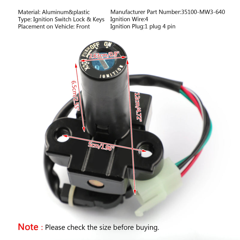 Honda X4 CB1300 CB750 F2 Ignition Switch Lock Keys 35100-MW3-640