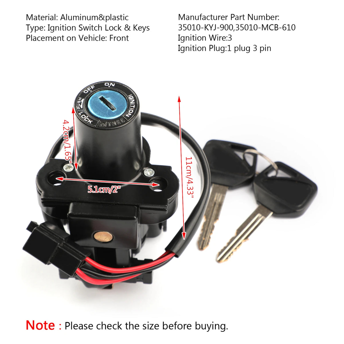 Honda CBR500R CB500F CB500X 2013-2018 CB600 XL650 2000-2006 Ignition Switch Keys