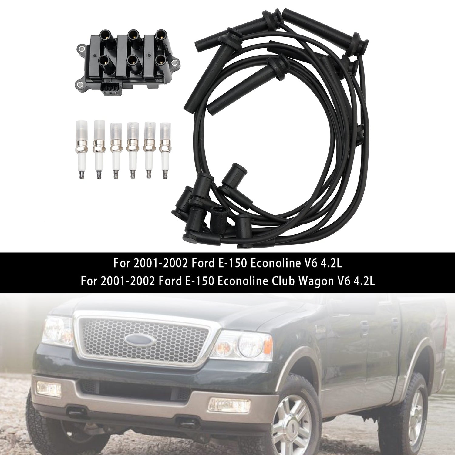 2001-2004 Ford Mustang V6 Ignition Coil+6 Spark plug+6 Wire FD498 5F2Z-12029-AD