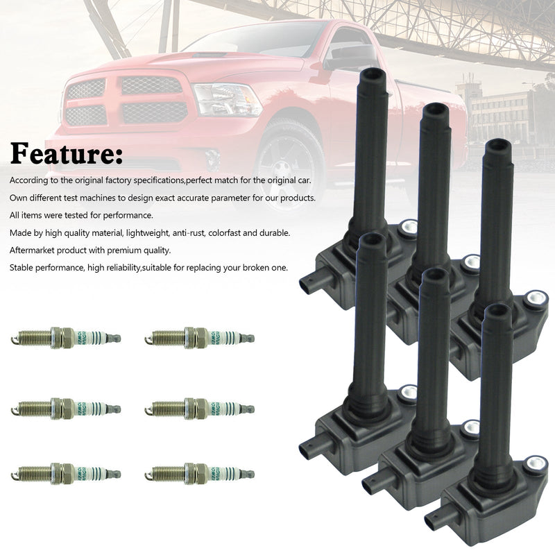 2011-2017 Chrysler 200 300 3.6L V6 6PCS Ignition Coil+Spark Plug UF648 GN10616 36-8196