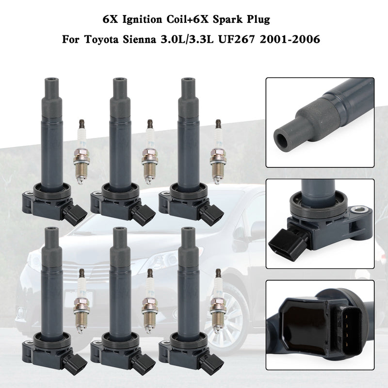 2006-2008 Lexus RX400h 3.3L V6 6PCS Ignition Coil+6PCS Spark Plug 90919-02234 UF267 1788315 6731301