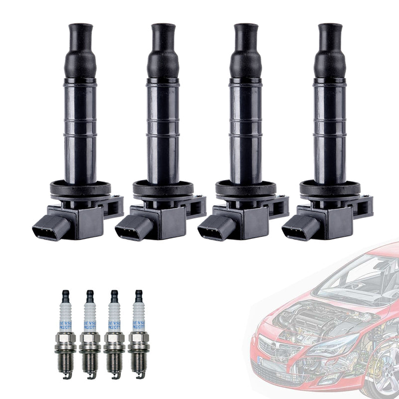 2008 Toyota Corolla L4 1.8L 4PCS Ignition Coil+Spark Plug UF333 UF494 C1330 90919-02244