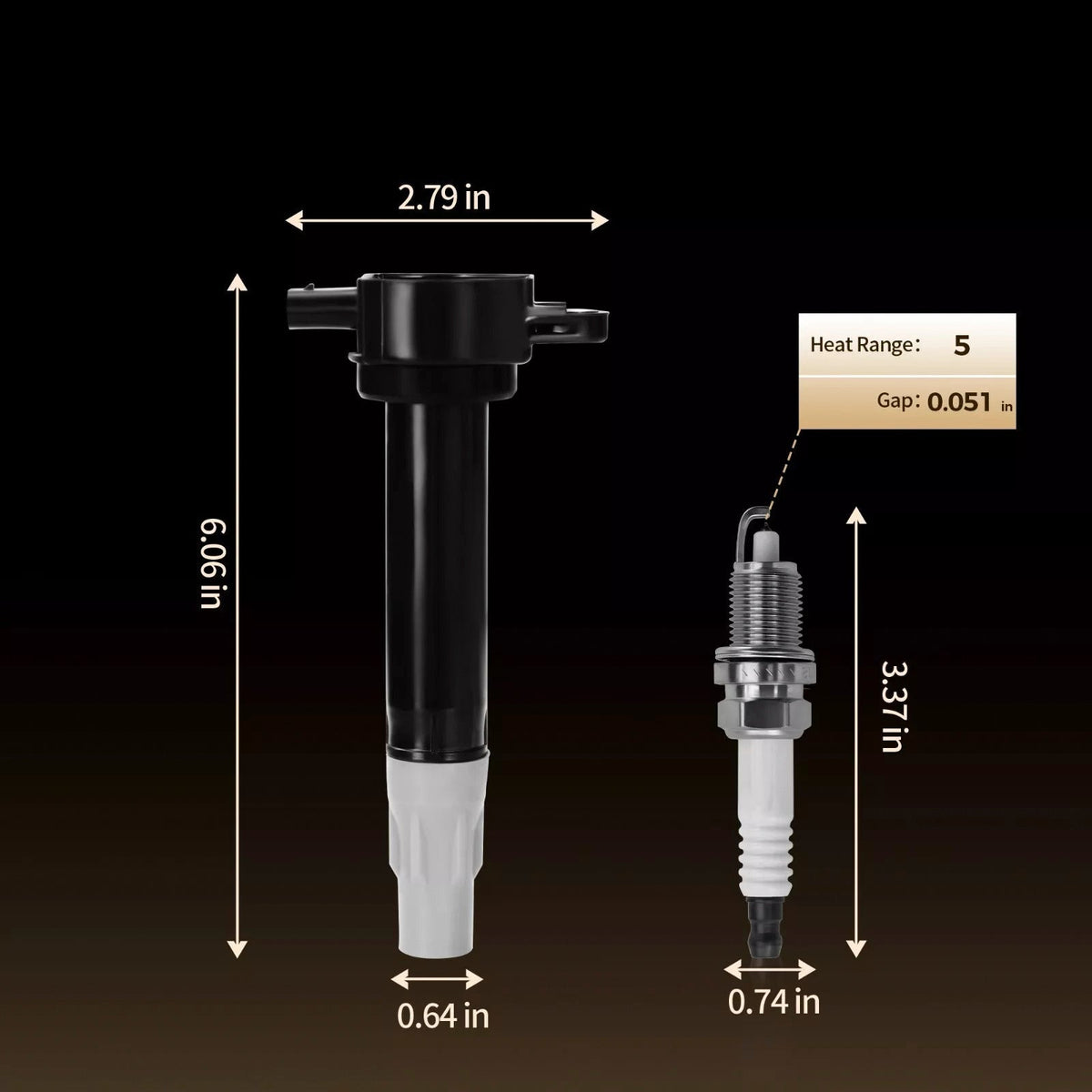 2008-2010 Dodge Avenger V6 2.7L 6pcs Ignition Coil & Spark Plugs UF502 4606869