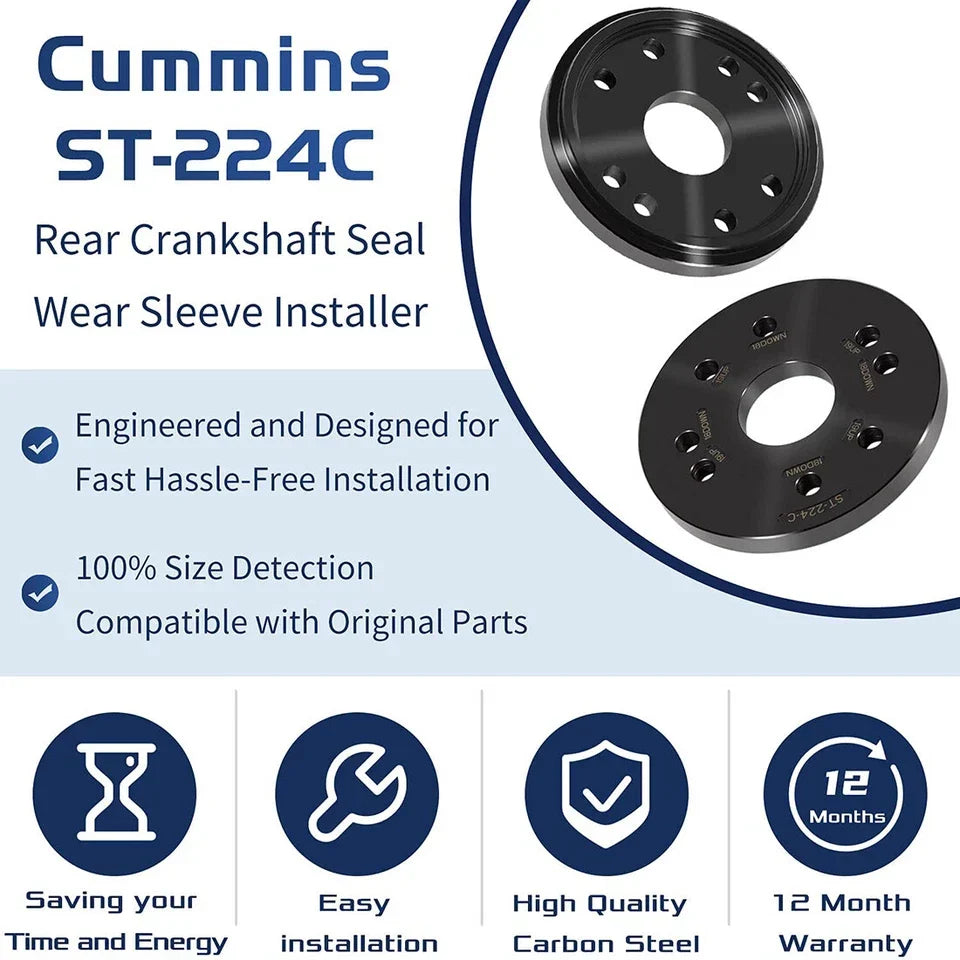 Cummins 4BT 3.9L ISC 8.3L B Series 5.9L ISB ISL 5.9L 6.7L QSB 5.9L 6.7L and ISL9 L9 9.0L 5395259 3824078 Rear Crankshaft Seal Sleeve Installer Tool